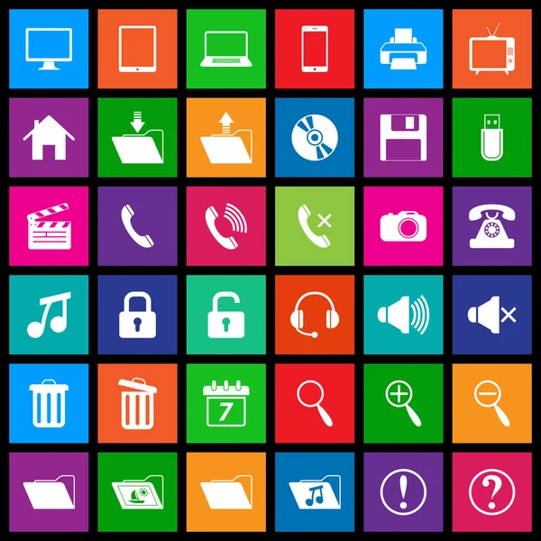 Iconos de medios en Metro Plano Estilo — Archivo Imágenes Vectoriales