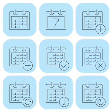 Takvim çizgisi vektör simgelerinin kümesi