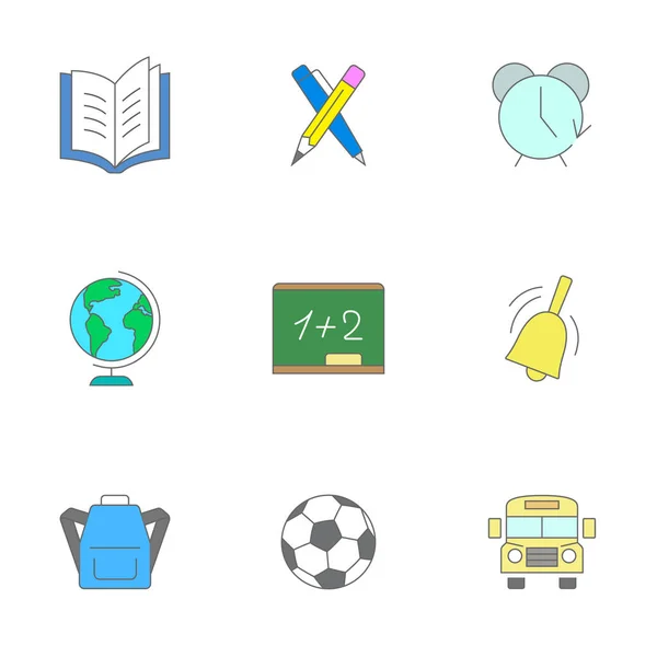 Set Education Concept School Vector Icons Isolated White Background — Stock Vector