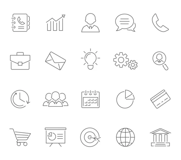 Set Business Concept Editable Line Vector Icons Contains Icons Person — Stock Vector