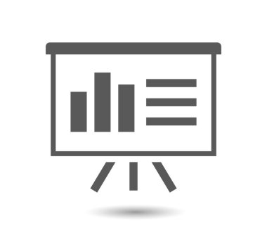 Beyaz arkaplanda sunum beyaz tahta simgesi izole edildi