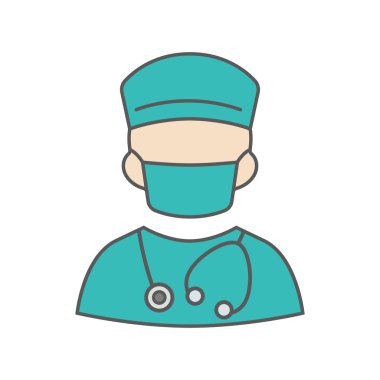 Vektör tıbbi meslek kavramsal simge doktor simgesi beyaz arka planda izole