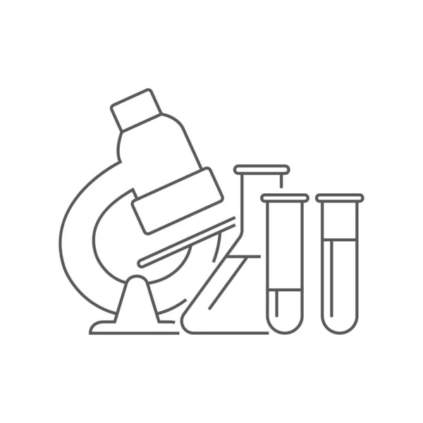 Laboratory Concept Vector Icons Microscope Glassware Test Tube Isolated White — Stock Vector