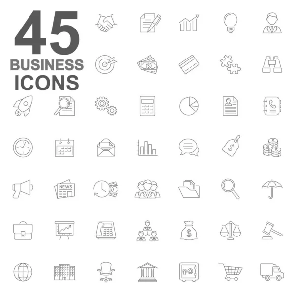 Vector Set Business Finance Economy Line Icons Isolated White Editable — Archivo Imágenes Vectoriales