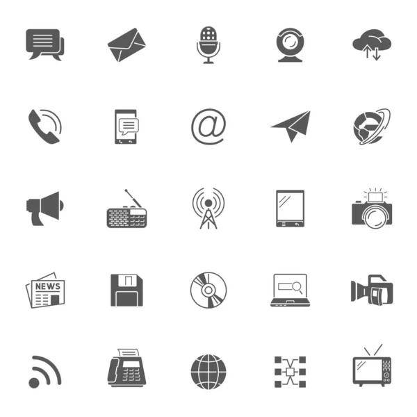 Simple Set Media Communication Icons Vector Illustration — Stock Vector