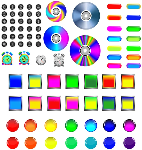 Icônes et boutons assortis — Image vectorielle