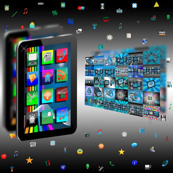 Tablet and Icons — Stock Photo, Image