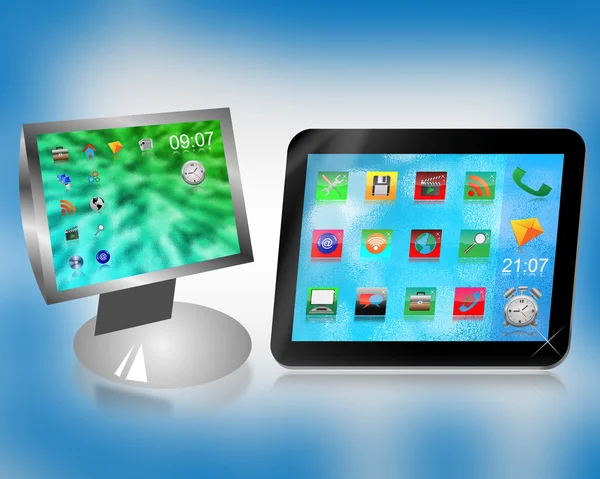 Monitor and tablet — Stock Photo, Image