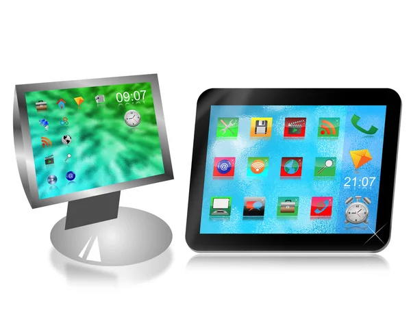 Monitor und Tablet — Stockfoto