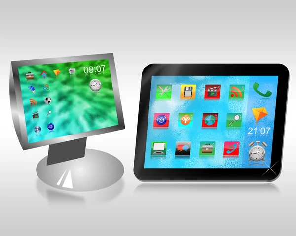 Monitor and tablet — Stock Photo, Image