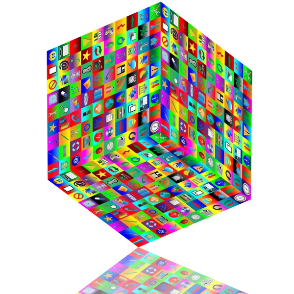 Cube with icons — Stock Photo, Image