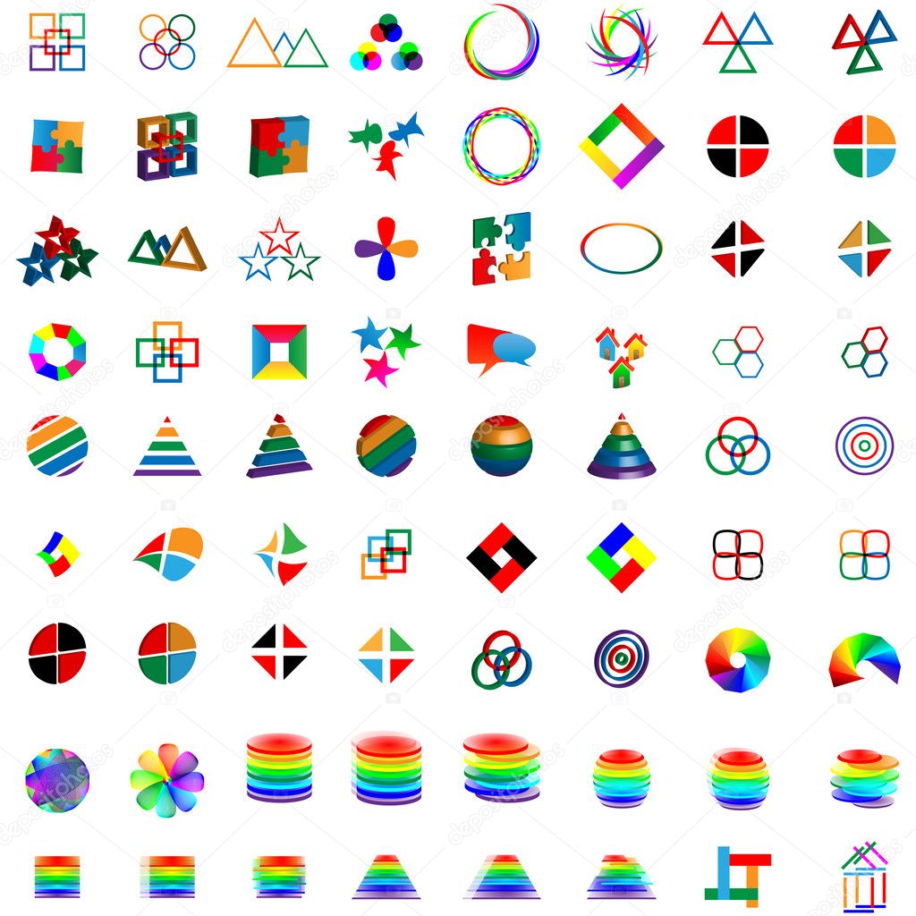 Mega collection of different colored abstract logos for designers for various necessities.