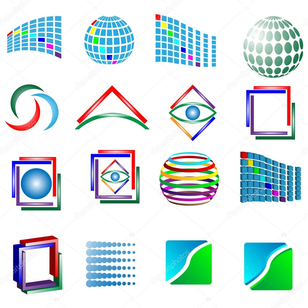 Mega collection of different colored abstract logos for designers for various necessities