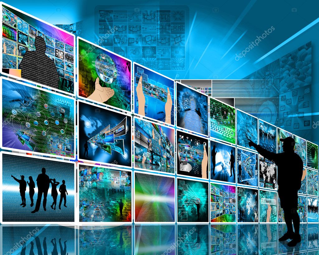 Abstract image on computers, the Internet, communications and high technology.