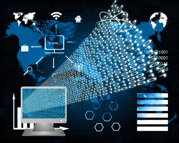 Monitor and binary code — Stock Photo, Image