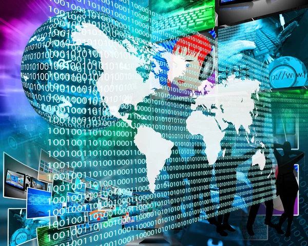 The Earth and binary code — Stock Photo, Image