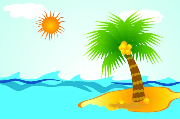 Île en mer tropicale — Image vectorielle