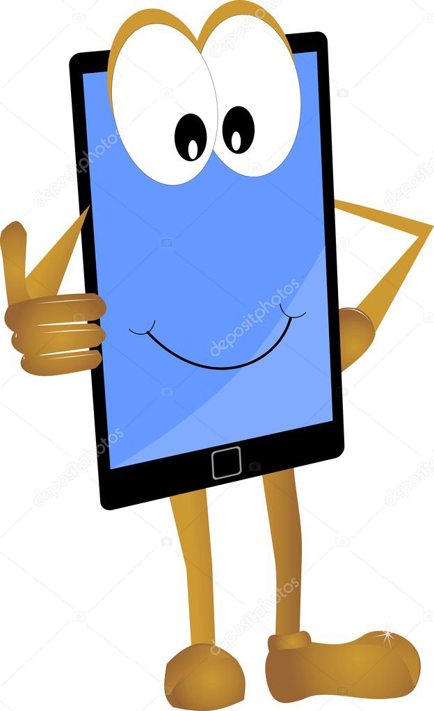 Thumbs up cartoon smart phone