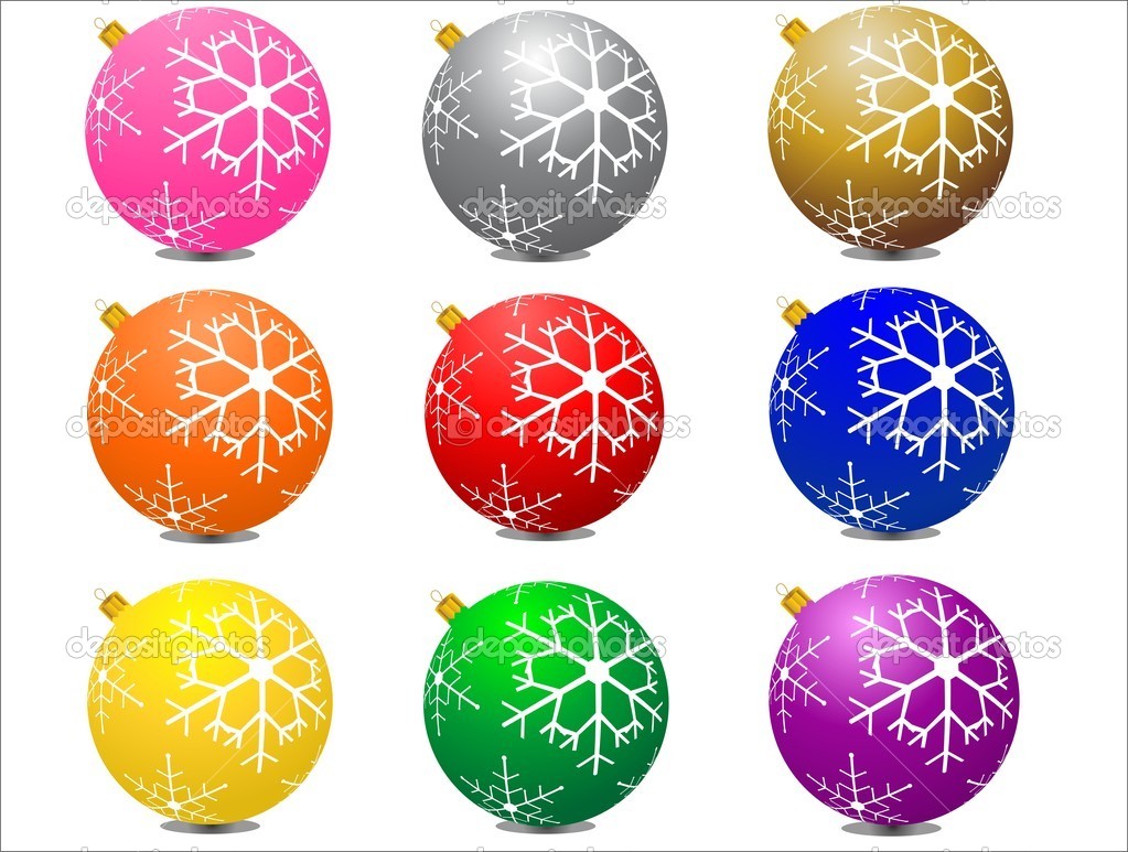 Christmas balls with snow flakes pattern