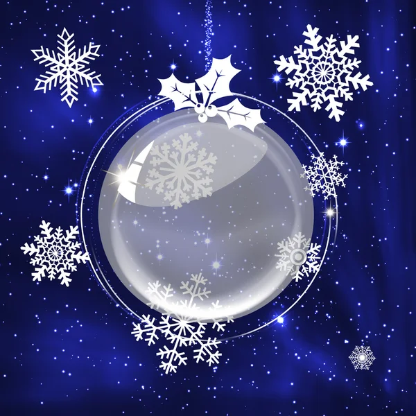Kerstmis bal en sneeuwvlokken — Stockfoto