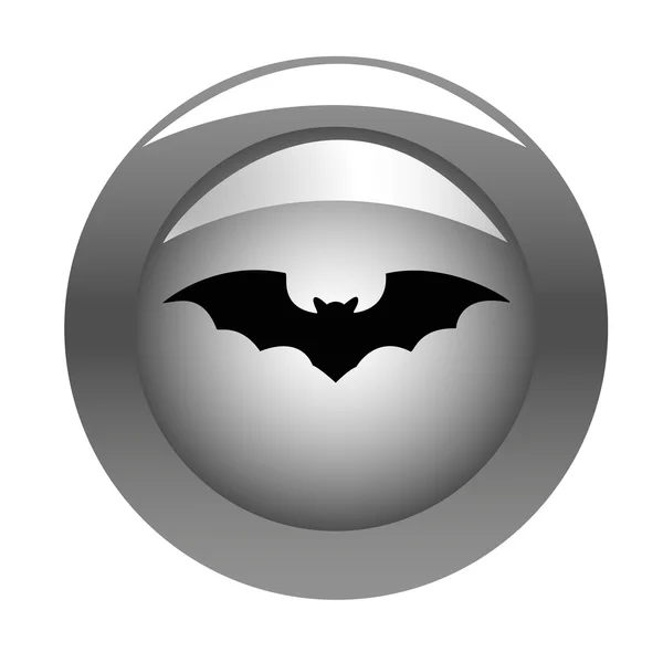 Botón metálico con murciélago de Halloween — Vector de stock