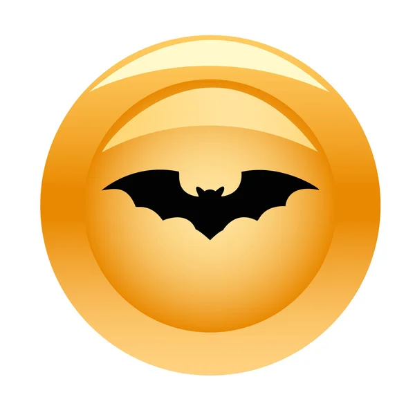 Bouton doré avec chauve-souris Halloween — Image vectorielle