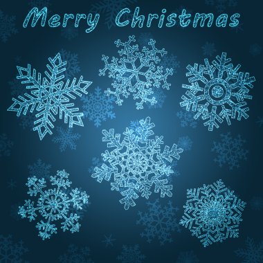 parlayan Noel kar taneleri