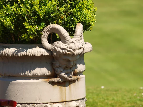 Pot de fleurs avec une statue des serres royales Satyr — Photo