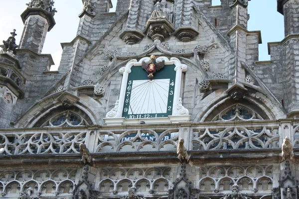 Sundial Detail shot of the medieval city hall — Stock Photo, Image