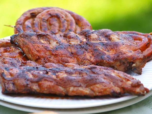 Stak af grill svinekød reservedele ribben - Stock-foto