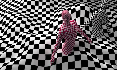 siyah uç kırmızı kareli adam