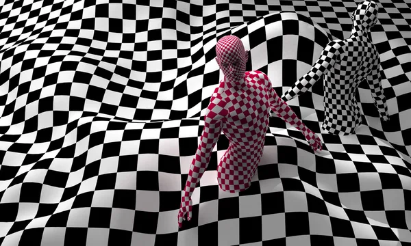 Black end Red checkered man