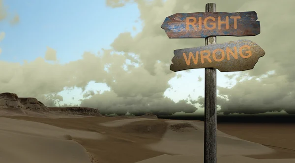 Sign direction right - wrong — Stock Photo, Image