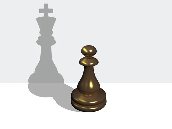 Chess pawn with the shadow of a king — Stock Photo, Image