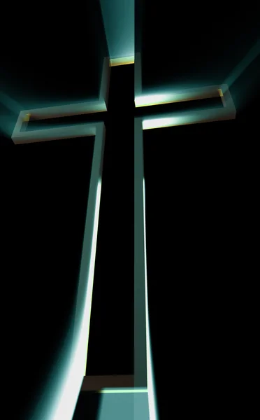 Деревянный крест с лучами — стоковое фото