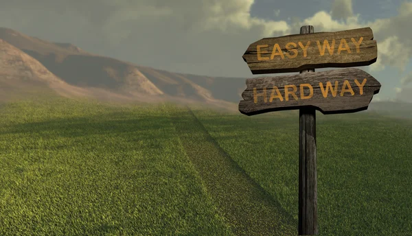 Sign direction easyway - hard way — Stock Photo, Image