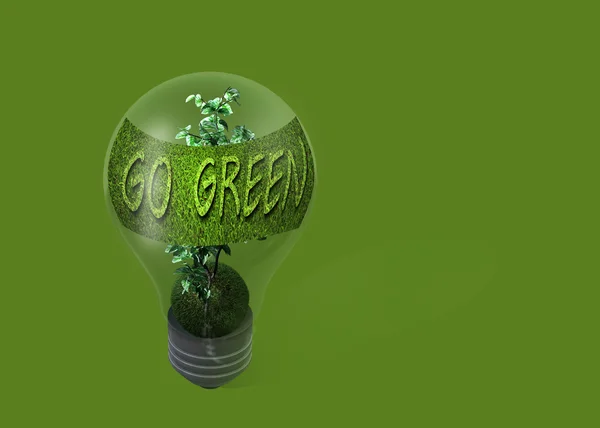 Lampadina con testo go green — Foto Stock