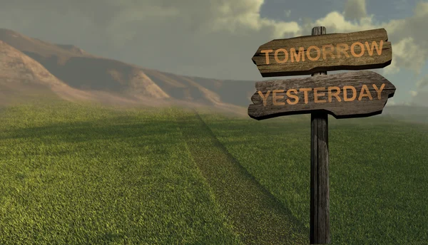 Sign direction tomorow - yesterday — Stock Photo, Image