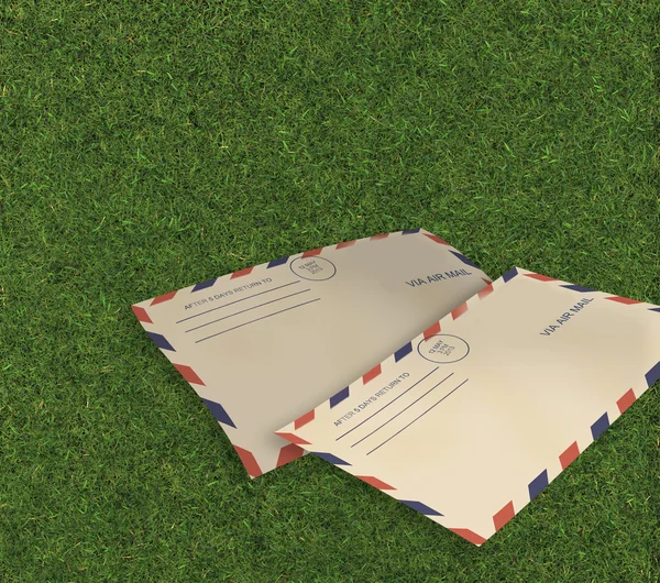 Ben çim üzerinde posta mektupları hava — Stok fotoğraf