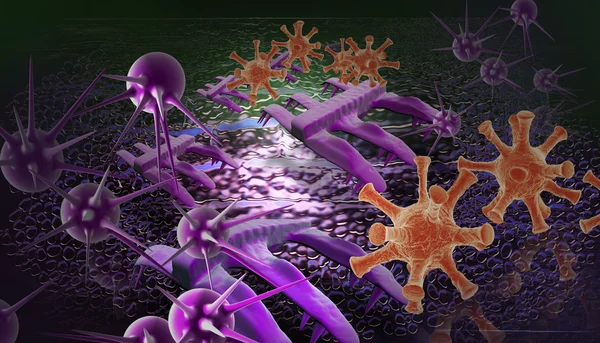 Ψηφιακή τρισδιάστατη απεικόνιση των καρκινικών κυττάρων στο ανθρώπινο σώμα — Φωτογραφία Αρχείου