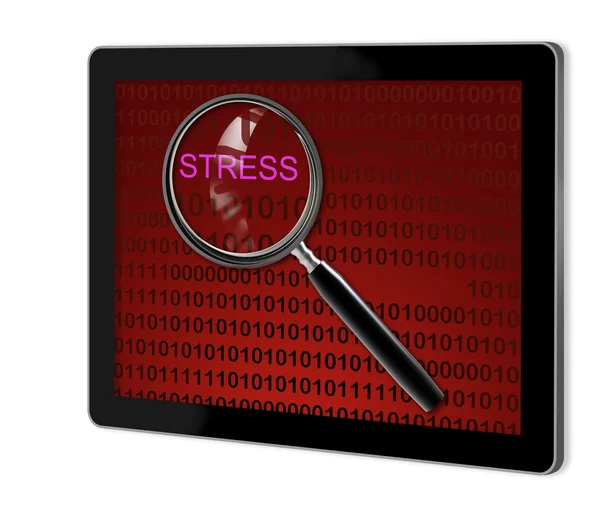 Close up of magnifying glass on STRESS — Stock Photo, Image