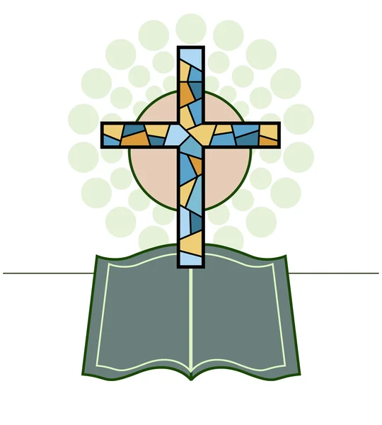 Vector Cruz y Biblia Religioso — Vector de stock