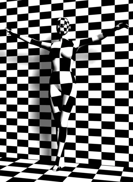 Checkered kobieta — Zdjęcie stockowe