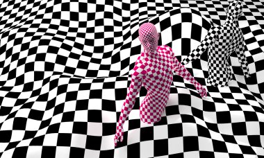 siyah uç kırmızı kareli adam