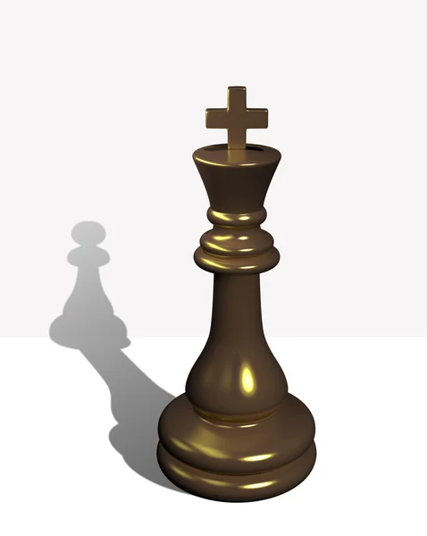 Rei de xadrez com a sombra de um peão — Fotografia de Stock