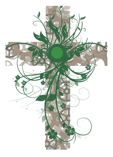 Green Floral Cross — Stock Photo, Image