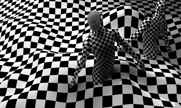 Black end White checkered man — Stock Photo, Image