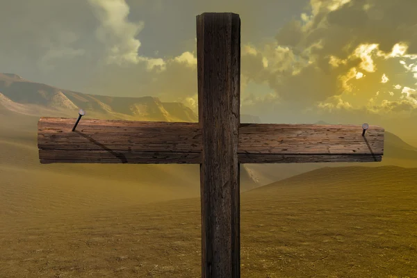 A extremidade de cruz dois pregos — Fotografia de Stock