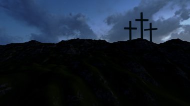 Gün batımında üç haç