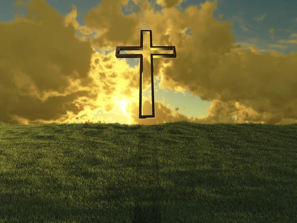 Christian cross against the sky — Stock Photo, Image